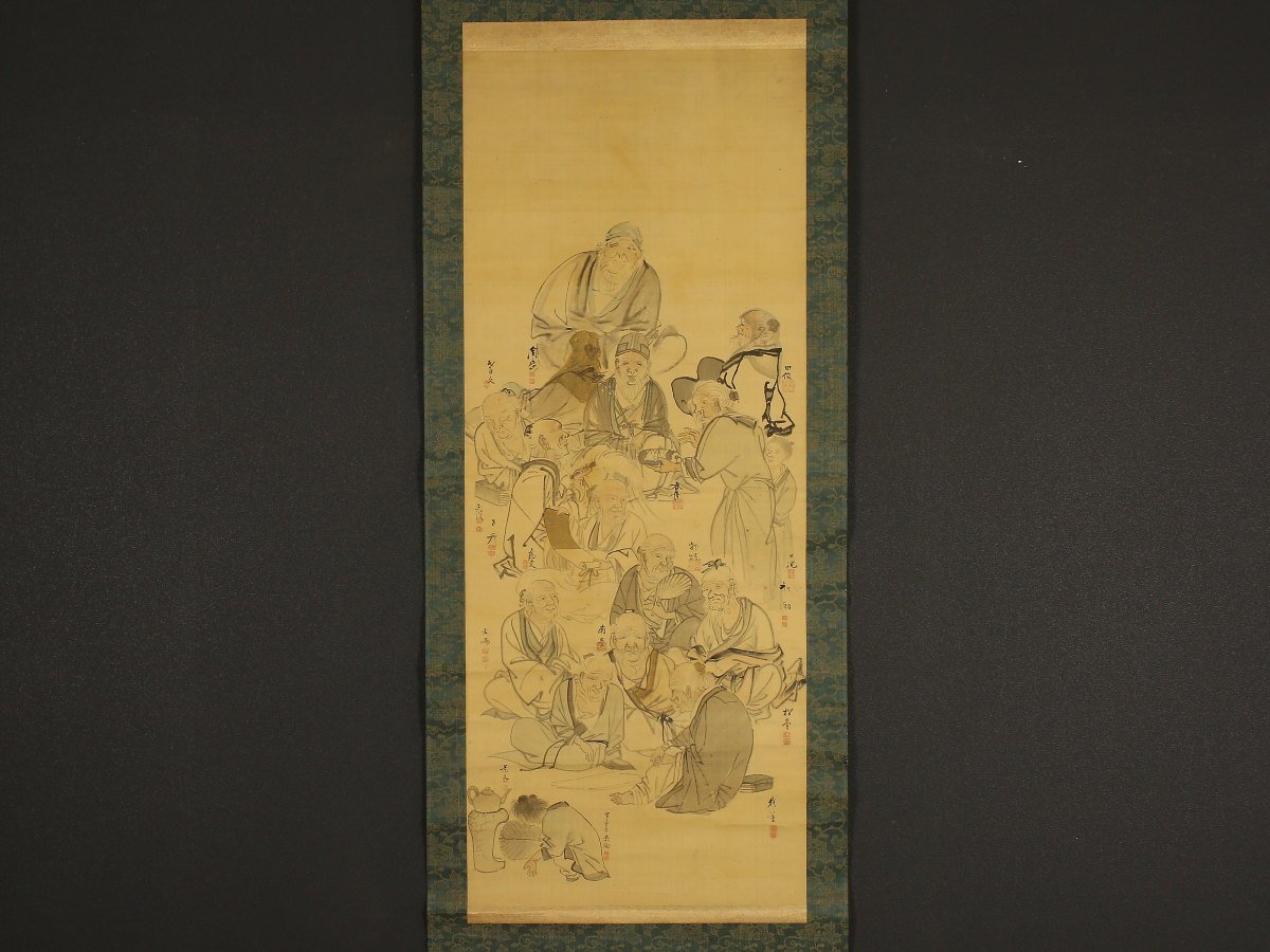 オンラインストア売上 模写 室町-江戸時代 水墨画 仙人と鹿図 肉筆保証