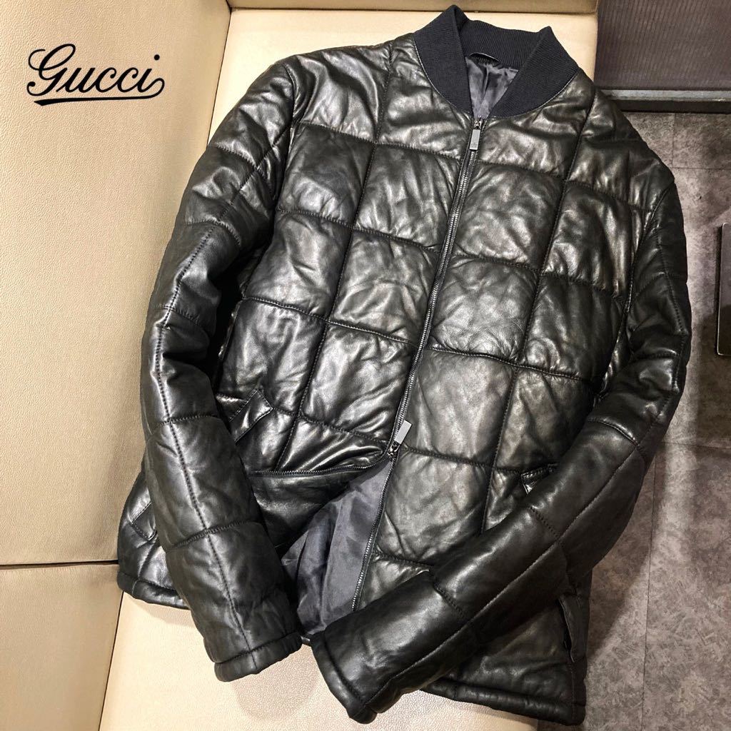 ♡GUCCI♡グッチ ラムレザージャケット 大きいサイズ 42 LL 羊革