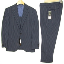 未使用品 スーツカンパニー THE SUIT COMPANY 伊Alta Qualita社製生地 メンズ オルタネイトストライプ スーツ 165cm-6Drop A4相当 春夏 紺_画像1