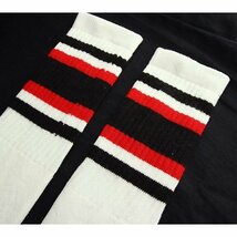 SkaterSocks ロングソックス 靴下 男女兼用 ソックス Over the knee White tube socks with Black-Red stripes style 4 (30インチ)_画像2