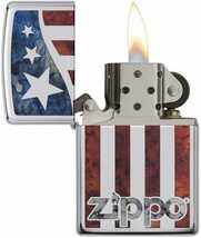 ジッポー オイルライター NO250 USモデル 星条旗 ハイポリッシュクローム 29095&ギフトボックスセット（オイル＋フリント+BOX）/送料無料_画像3