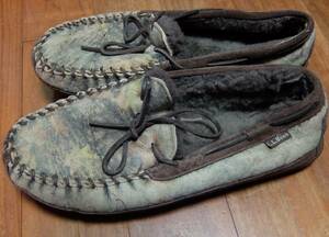 LL BEAN　Camo Suede Lined Moccasin Slippers　US9（27.0㎝）スリッパ 少難有り　中古