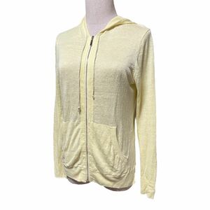 *INDIVI* Indivi * Zip up Parker cardigan lady's yellow yellow color flax size 38 M size spring summer sunburn measures 