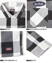 【新品】 4L レッド [GENUINE Dickies] チェックシャツ メンズ 大きいサイズ ロゴ ワッペン 刺繍 プリント ツイル ワークシャツ_画像7