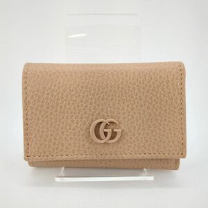 極美品】GUCCI GGマーモント ダブルG 644407 三つ折り財布 コンパクト ミニ ベージュ レザー グッチ ◆3107/SBS通り店