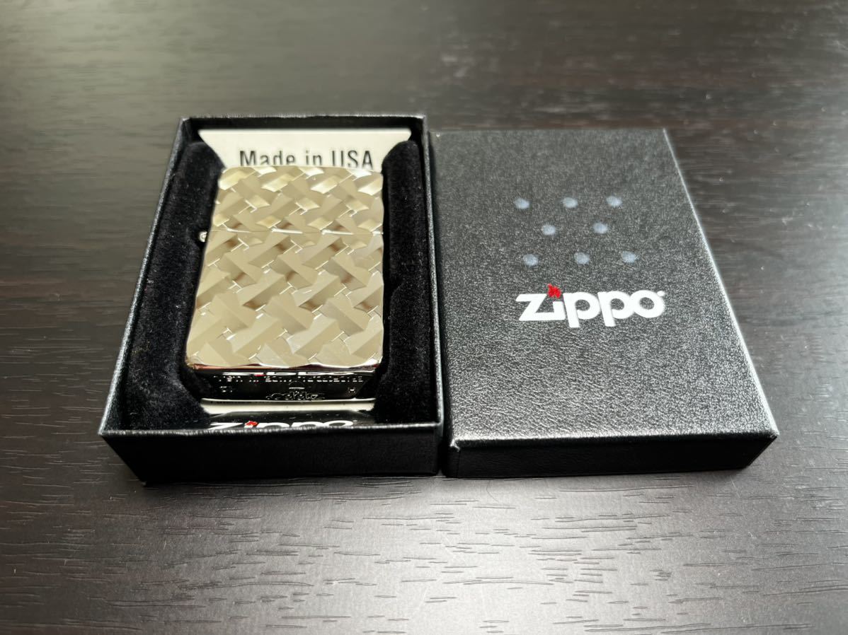 未使用 ジッポー 2004年 アーマー 百合 マーブル柄 両面加工 ライター