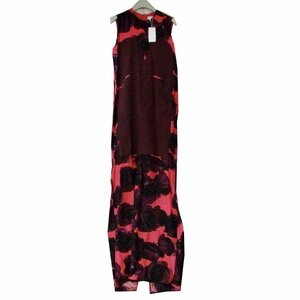  tag equipped Victor & Rolf VIKTOR & ROLF silk long One-piece floral print rose rose size 40 no sleeve [325817]