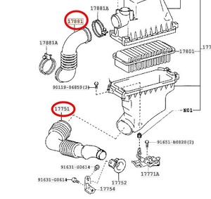 NCP30 bB 前期 後期 トヨタ 純正 17881 17751 エアクリーナ ホース 2本セット 新品 未使用 インレット
