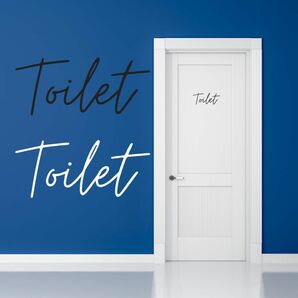 Toilet トイレ ステッカー ドアステッカー 筆記体　ブラック シール