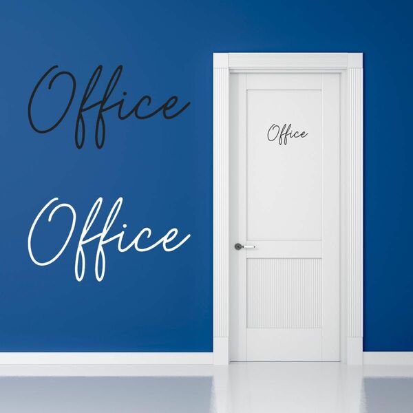 Office 仕事部屋 オフィス ブラック ステッカー 筆記体 シール ドア