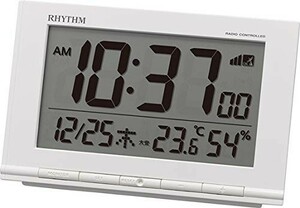 目覚まし時計 電波時計 温度計・湿度計付き フィットウェーブD193 白 リズ