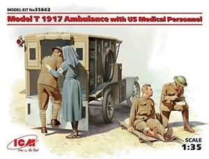 ICM 1/35 T型フォード 1917 救急車 アメリカ衛生兵フィギュア付 プラモデル