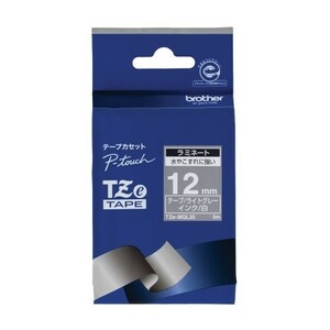 ブラザー工業 TZeテープ おしゃれテープ(つや消しライトグレー地/白字) 12m