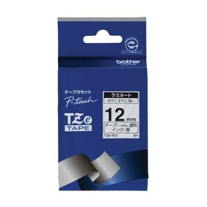 ブラザー工業 TZeテープ マットラミネートテープ(透明地/黒字) 12mm TZe-M3