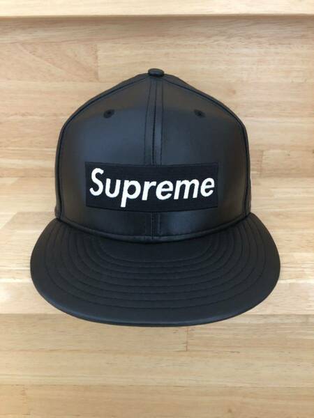 Supreme BoxLogo Leather BLACK NEW ERA CAP シュプリーム ニューエラレザーキャップ ボックスロゴ 黒 7 1/2 59.6cm 着用2回　美品　レア