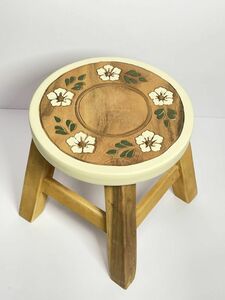 新品 木製 スツール コロネット 花柄 ラウンドスツール 椅子 イス ミニ チェア 花台 サイドテーブル 飾り台 置物 飾り