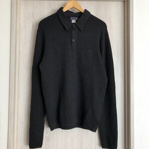 (k) patagonia Patagonia melino polo-shirt F7melino wool men's size L black black 