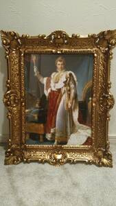 Art hand Auction ☆Nuevo☆ Cuadro europeo MADE IN ITALY ☆Emperador Napoleón I con traje formal de coronación☆ Marco rococó italiano Impresión en lienzo Reproducción 56cm x 46cm, obra de arte, cuadro, retrato