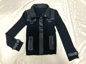 [FRAGILE( Fragile )] knitted & leather jacket * black 