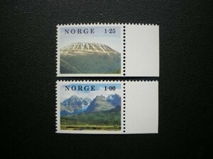 ノルウェー王国発行 テレマーク地方の山 ガウスタトッペンなど風景切手 ２種完 ＮＨ 未使用