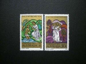 オーストラリア連邦発行 善き羊飼いなどクリスマス切手 ２種完 ＮＨ 未使用