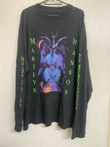 希少90'S Marilyn Manson ロンTシャツ　vintage サイズXL マリリンマンソンTシャツ　ブラック　当時物　コピーライト　バンドTシャツ