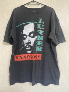 90'S 当時物Luther Vandross ラップTシャツ ヴィンテージ　XL ルーサー ヴァンドロス HIPHOP ブラック　RAP Tシャツ　シングルステッチ