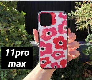 iPhone11promaxケース 強化ガラスケース　北欧　花柄　ピンク　管理北ピ-6