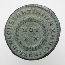 【古代ローマコイン】Constantine I（コンスタンティヌス1世）クリーニング済 ブロンズコイン 銅貨 フォリス(Pj7LZm36y9)_画像2