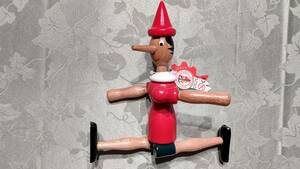 イタリア製　木製　ピノキオ人形　手・足・首　稼働　25㎝　タグ付き