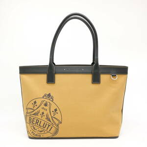 [. discount ][ beautiful goods ]Berluti Berluti four ever lodge canvas tote bag cotton beige black M217142