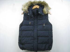 ELLE L down vest fur hood navy blue navy size 38