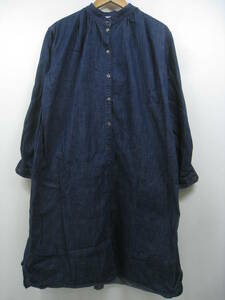 UNIQLO U Uniqlo You Kids girl Denim shirt One-piece long sleeve blue indigo blue size 160cm