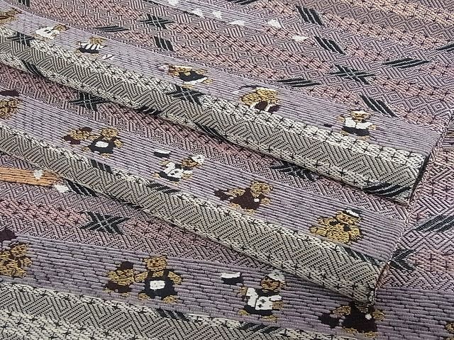 O-2337 袋帯 組織 切嵌 膨れ織 やまとお誂え ガード加工 金糸