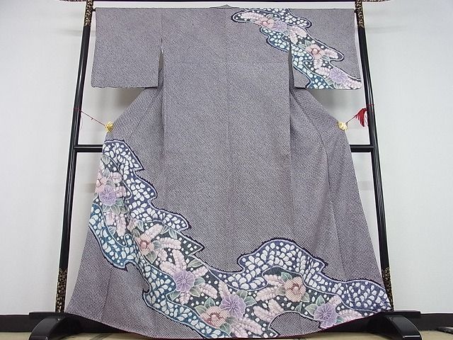 着後レビューで 送料無料】 520.【宝玉】総絞り 本疋田 五巻 小紋 着物