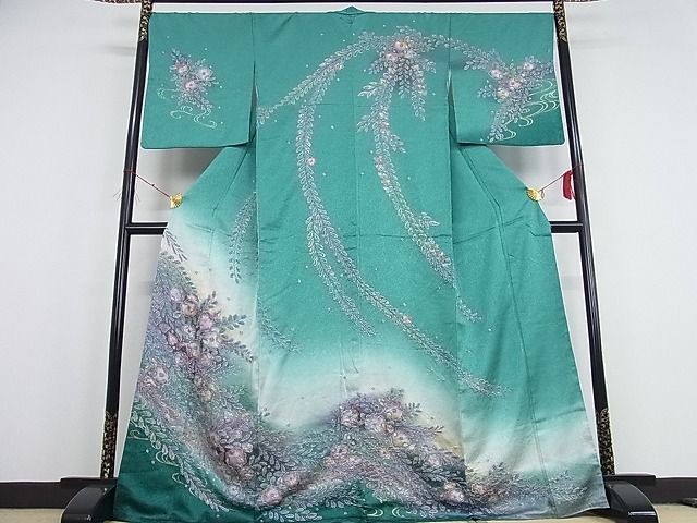ショッピングオンライン 辻が花 漆黒✕蒼色グラデーションが美しい訪問