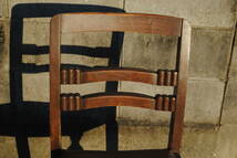 8 再生済み　座面高級本革　新品に張替え済み　イギリス製　アンティーク　木製　椅子　高840　幅470　奥470　座面高470ミリ_画像2