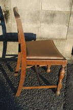 8 再生済み　座面高級本革　新品に張替え済み　イギリス製　アンティーク　木製　椅子　高840　幅470　奥470　座面高470ミリ_画像3