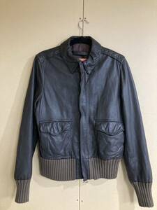 フライトジャケット レザージャケット リブ A-2 アダムエロペ　羊革　サイズ40 茶色　柔らかい革です。中古美品