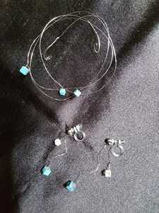 Art hand Auction A cute turquoise earrings and bracelet set, Handmade, Accessories (for women), Earrings, Earrings