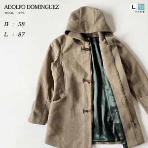 ADOLFO DOMINGUEZ thick middle height wool nappy duffle coat beige Camel gray ju winter total lining hood a dollar fodomin Guess M L