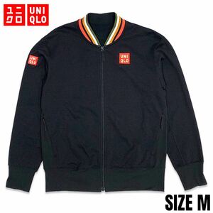 超希少■UNIQLO (ユニクロ) 錦織圭 モデル NK スウェットジャケット 長袖 ジャージ 黒 ブラック M ニューヨークオープンテニス2018