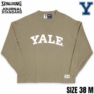 稀少■SPALDING (スポルディング)×YALE (イエール)× JOURNAL STANDARD (ジャーナルスタンダード)別注 前V 長袖 ロング Tシャツ 38 M 古着