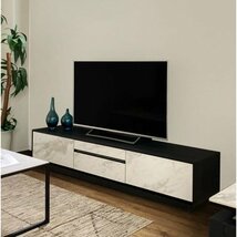 Life with Design 210 テレビ台 【本体ブラック＋前板グレー】 ダーク ブラックインテリア セラミック 石目調_画像7