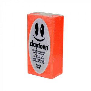 MODELING CLAY(モデリングクレイ) claytoon(クレイトーン) カラー油粘土 ネオンレッド 1/4bar(1/4Pound) 6個セット
