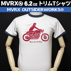 トリム Tシャツ XL 半袖 メンズ バイク MVRX ブランド CAFE RACER モデル 白 ホワイト デニム