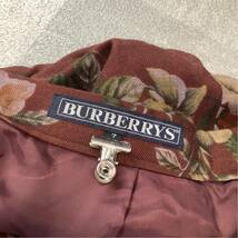 【滑らかなシルク混】美品 Burberry バーバリー 総柄 花柄 ロングスカート ウールシルク レディース 7 S ボルドー_画像6