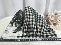 b455＊ハンドメイド＊医療用帽子＊猫柄 黒チェック柄＊ケア帽子＊おしゃれ外出用＊日よけ＊MLサイズ＊大人用＊女性用＊プレゼント用_画像9