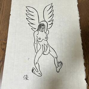 有名彫刻家　基俊太郎 もといしゅんたろう　タイトルなし　木版画 はんが　真作 美術　芸術　資産　天使　エンジェル　嗜好品