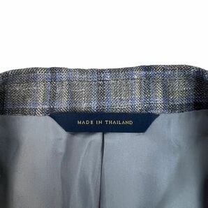 極美品 Brooks Brothers×E.THOMAS 2Bテーラードジャケット サイズ36R/S-M相当 ブルー グレー チェック柄 最高級品 REGENT シルク混 230308の画像10